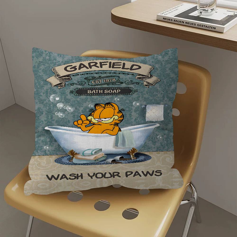 Cartoon Garfield Cute Cat Cushion Cover Car Throw Pillow Case For Sofa Car Christmas Gift 40X40Cm 45X45Cm
