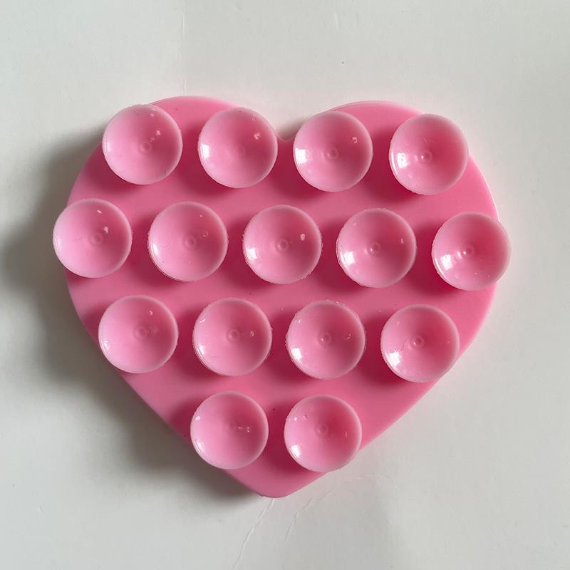 1pcs Heart Suction Cup Phone Mount Sticky Mobile Phone Stand Strong Grip Holder Silicone Double-Sided Phone Case for Selfies