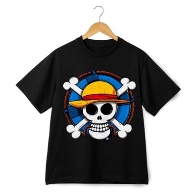 NEUWES One Piece Piratenschädel T-Shirt Unisex Anime Strohhut Logo Grafik T-Shirt