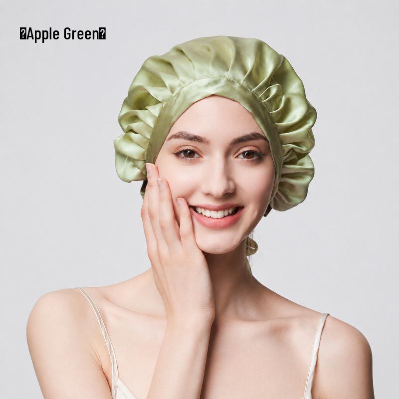 19 Momme Thick Silk Nightcap - 100% Mulberry Silk Hair Growth & Care Cap, Anti-Frizz Bath Cap for Dry Hair