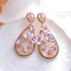 Geometric Alloy Drop Earrings With Gold Ear Pins For Ladies Party And Wedding Accessories