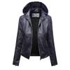Giacca Invernale con Cappuccio in Ecopelle da Donna Taglie Forti Moda Slim Fit Caldo Cappotto