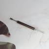 Pear Wood Coffee Latte Art Needle with Golden Hoop Handle