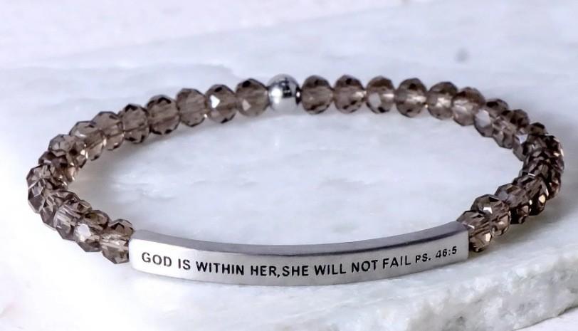 6Mm steel ball obsidian powder chalcedony stainless steel elbow lettering aquamarine bracelet