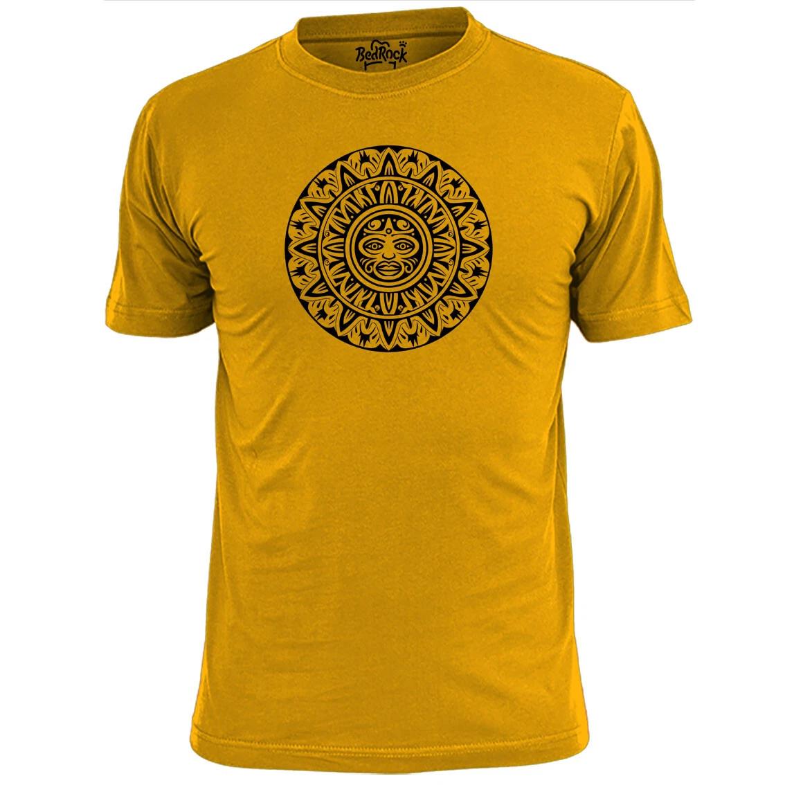 Mens Aztec Sun Face T shirt Mexican Gods Art L