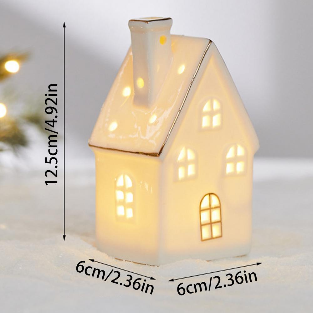 

Ceramic Christmas House Lighted Village Ornament Decorative Light up Christmas Decoration for Mantel Bedroom Living Room
