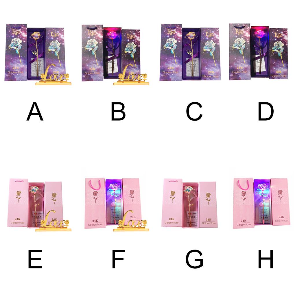 Valentines Day Creative Gift 24K Foil Plated Rose Gold Rose Lasts Forever Love Wedding Decor Lover Lighting Rose
