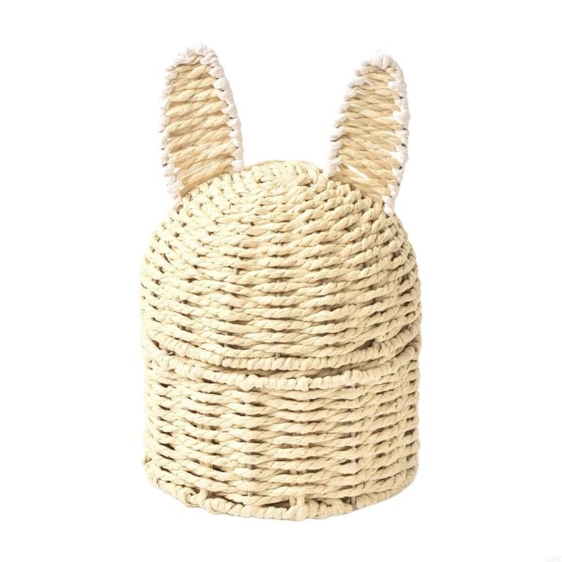 

Rabbits Ears Storage Basket Constructed from Handwoven for Portable Decoration and Organizing Solution X3UC