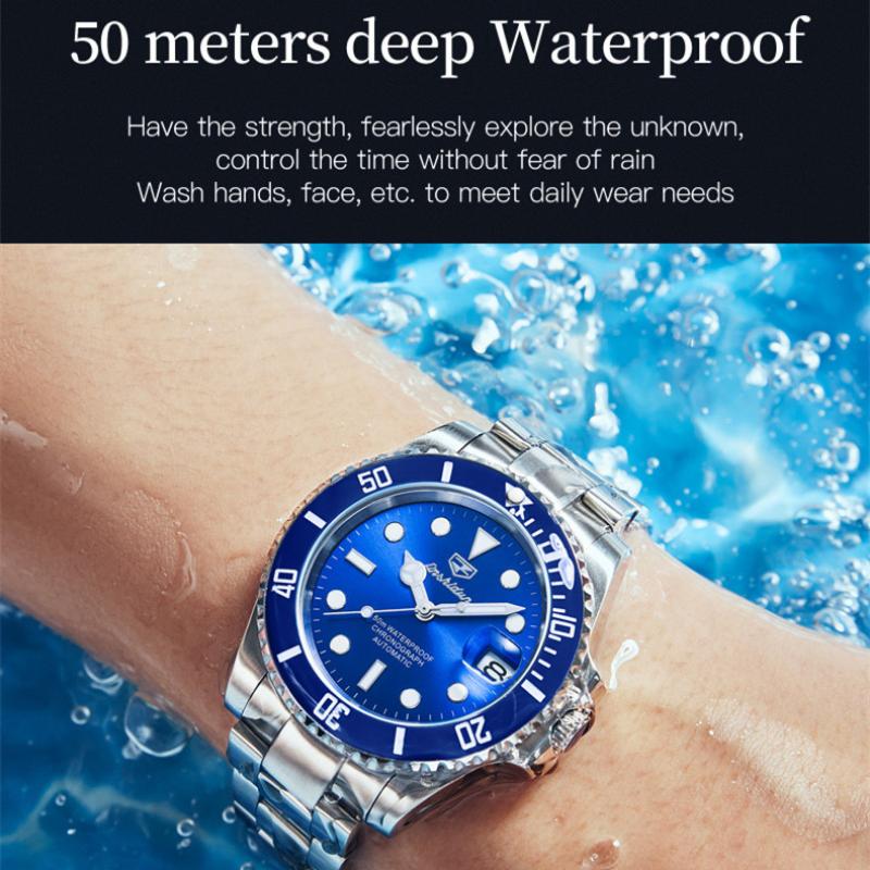 JINSHIDUN Neue Business und freizeit herren Uhr Green Water Ghost Automatische Mechanische Uhr Trendy Marke Leuchtende High-end-Uhr