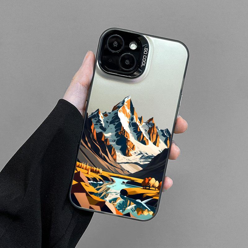 Mountain Scenery Peak Landscape Phone Case For iPhone 15 Pro Max 14 13 12 11 Pro Max Mini 15 14 Plus Shockproof Laser Back Cover