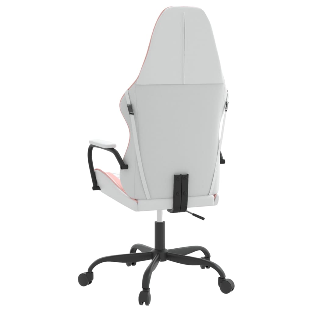 Gaming Chair In White and Pink Synthetic Leather