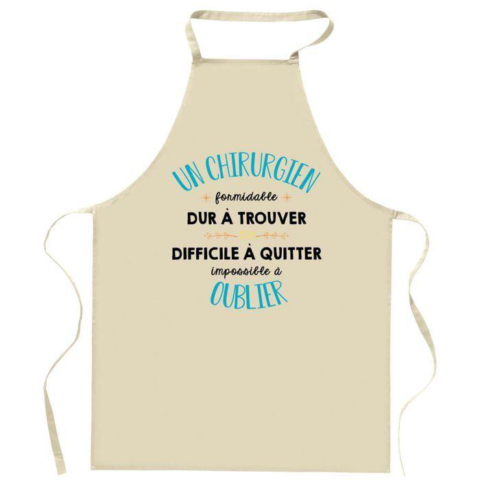 Tablier de cuisine - Planetee - Coton épais - Impression France - Motif humour «Un Chirurgien Formidable»