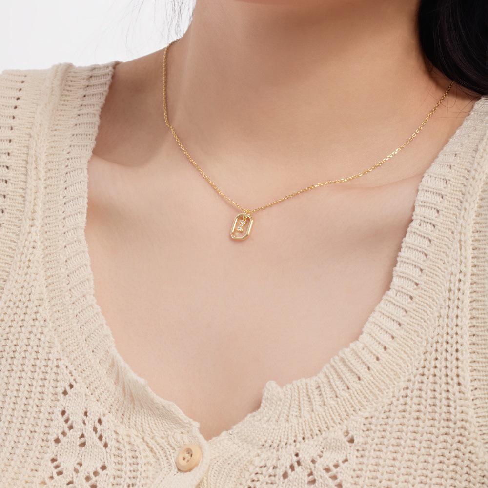 925 Silver Alphabet Pendant Necklace with Zircon Detailing - Women's Elegant & Unique Design
