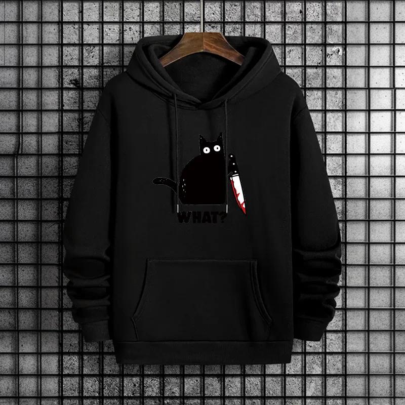 Mode Herrenbekleidung Katze Druck Lässige Sweatshirts Outdoor Fitness Sport Joggen Herren Hoodies Täglich Street Sportbekleidung Tops