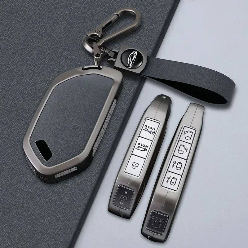 Interior Mouldings Zinc alloy + leather car key case cover for Kia Ceed ProCeed GT Niro K5 DLS Optima Seltos Cadenza K7 K8 XCeed