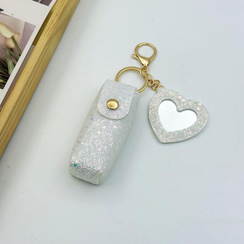 Compact Leather Lipstick Organizer Keychain: Elegant Mini Bag Pendant Accessory