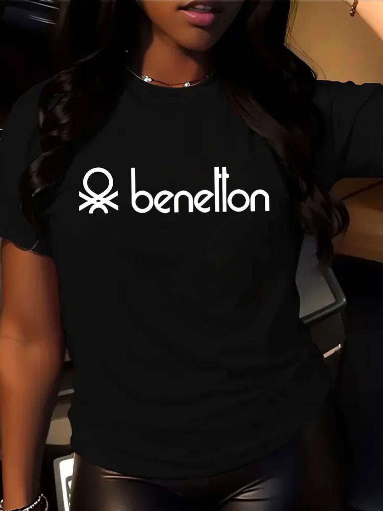 Benelton T-shirt damski z nadrukiem graficznym z krótkim rękawem bawełniany wysokiej jakości luksusowej marki letnia odzież uliczna topy Y2k