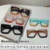 Large Frame Clear Lens Plain Glasses Trendy Square Computer Reading Eyewear Decorative Color Frame Presbyopia Eyeglasses To +4.0