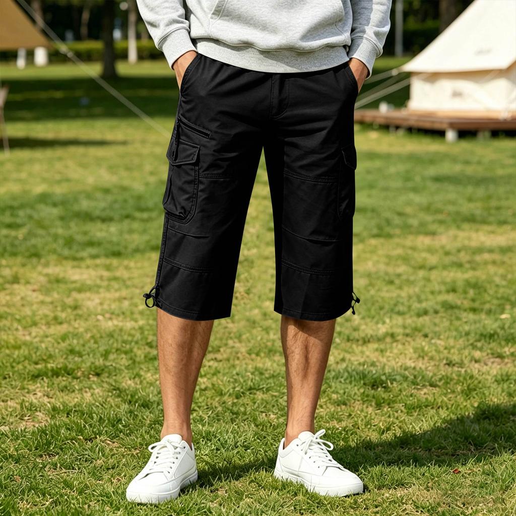 Pantaloni Capri da Uomo a Vestibilità Larga con Tasche Multiple Pantaloni Sette Ottavi Leggeri per Uso Esterno e Quotidiano