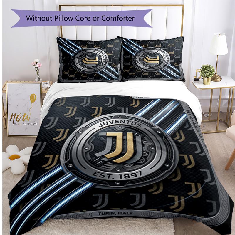 Set Biancheria da Letto 3 Pezzi con Stampa Pattern Juventus FC Morbido Delicato sulla Pelle Lavabile Copripiumino e Federe Set Stagione Unica Camera da Letto
