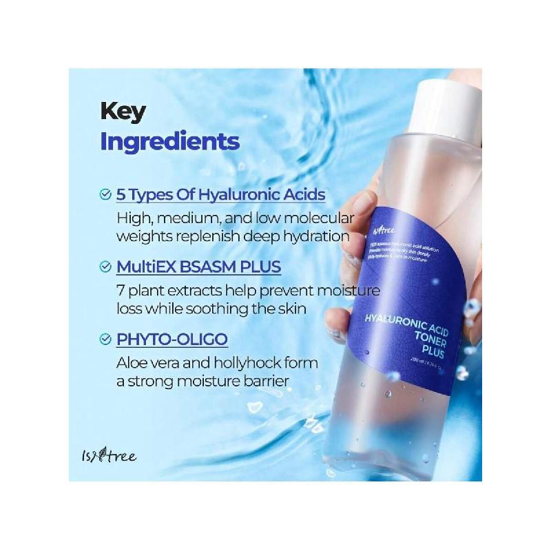 Isntree Hyaluronic Acid Toner Plus 200ml | Korean Skincare | Deep Moisture For Dry Skin | Fully Hydrates & Locks In Moisture | Ampoule-Like Texture