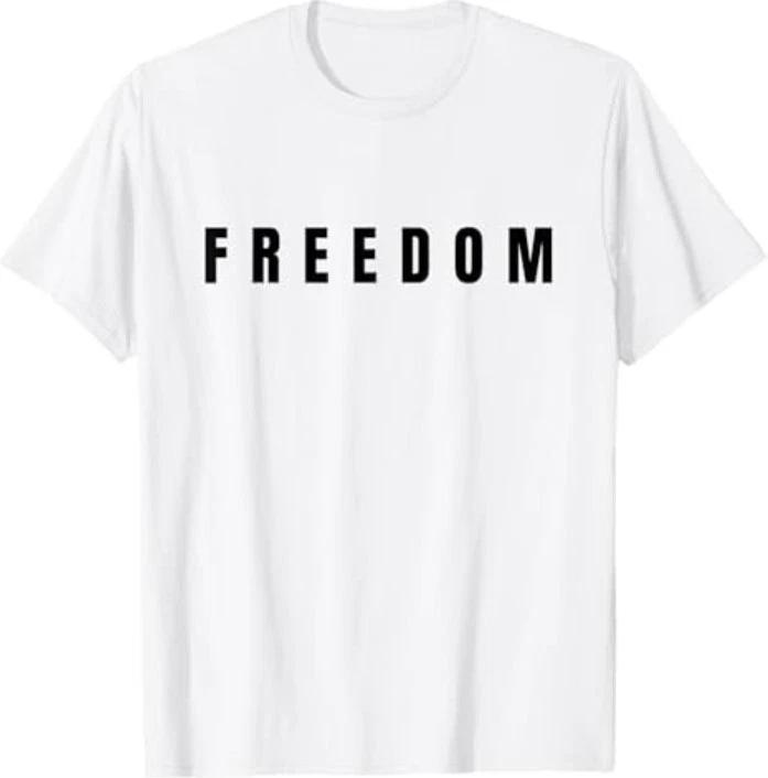 Freedom Black Text Minimalist Design,Bold Typography Graphic T-Shirt 4XL