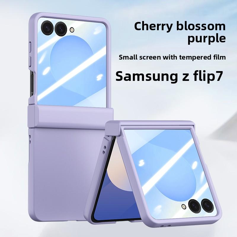 Fashion Candy Color Skin Feel Matte Hinge Protect Case for Samsung Galaxy Z Flip 8 7 6 5 4 3 Tempered Glass Film Anti-drop Cover