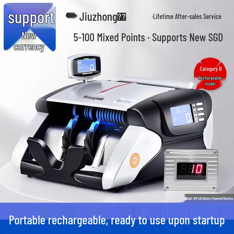 WRON Portable Currency Counter and Counterfeit Detector CN plug (adapter included)