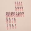 Long water pipe nail outer size fake nail manicure tablet pink silver wave three-dimensional manicure patch French nail tablet