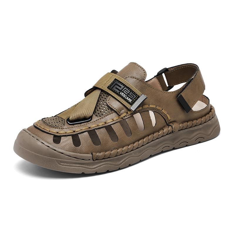 

Взрыв внешней торговли плетеные сандалии мужские 2025 лето новый полый дышащий повседневный пляжная обувь большой размер обувь с отверстиями 48 48 хаки