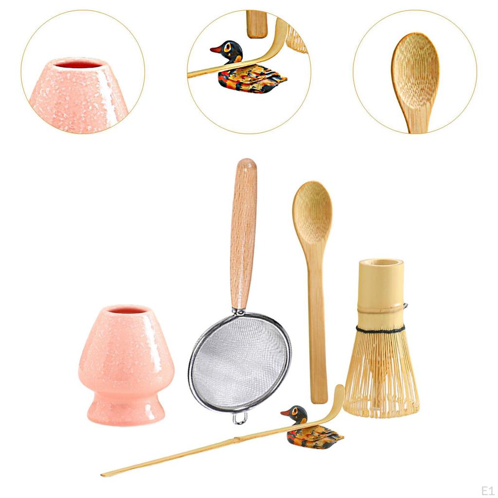 Ceremonial Matcha Tea Set Ceremony Accessories Stainless Sifter, Traditional Whisk and