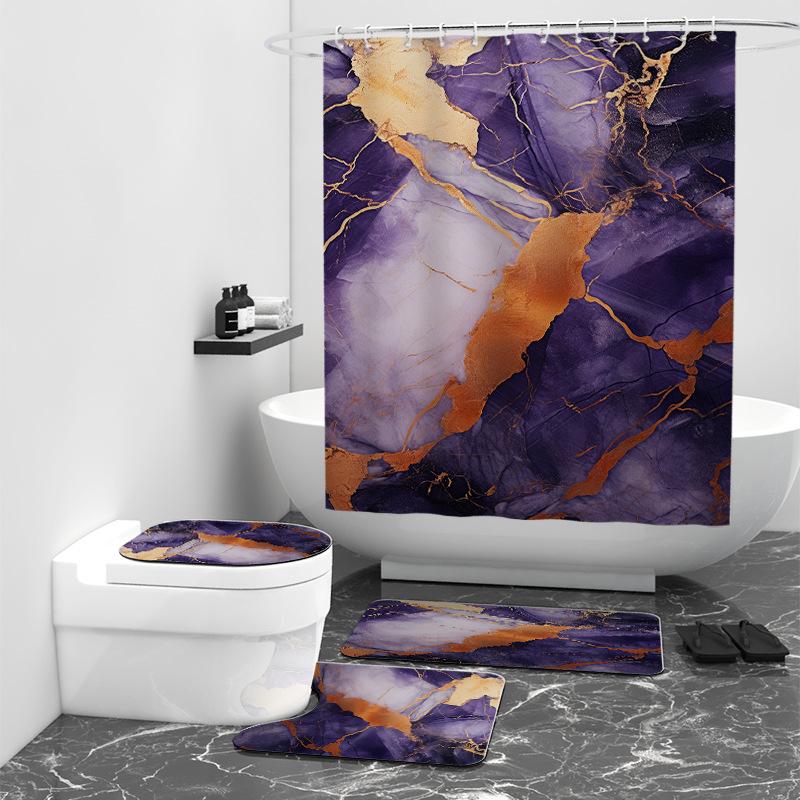

Мраморная серия, цифровая печатная занавеска для душа, блокирующая водонепроницаемую ванную комнату W90cm*L180cm