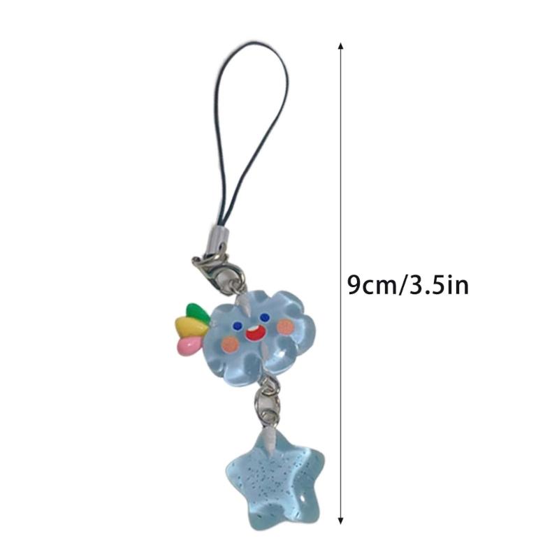 Cute Star Pendant Phone Chain Y2K Style Dainty Cloud Star Bead Phone Lanyard Keychain for Girls Women Backpack Ornament