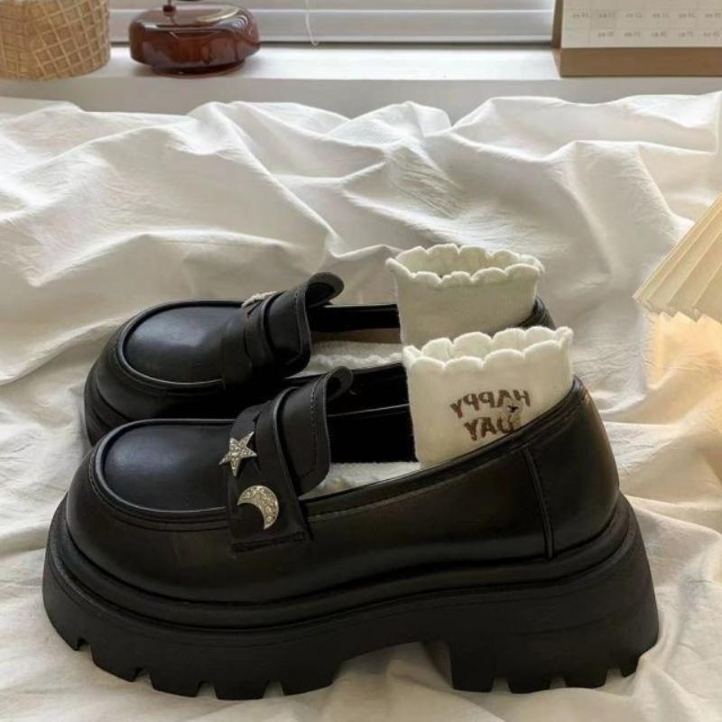 Retro Black Spring and Autumn Round Toe Ladies Pumps Platform Women's Loafers Shoes High Quality Quick Delivery Lastest Y2k Shoe