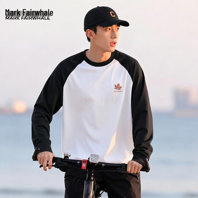 Mark Fairwhale Men's Pure Cotton Color-block Long Sleeve T-shirt
