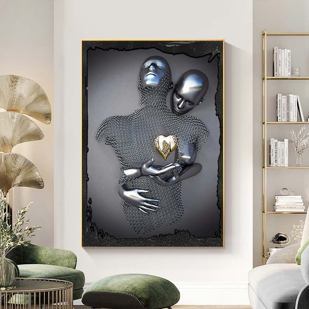 Metal Modern Visual Gold Silver Wall Art Pictures Metal Modern Scandinavian Personalized Canvas Interior Paintings Prints Home Decor