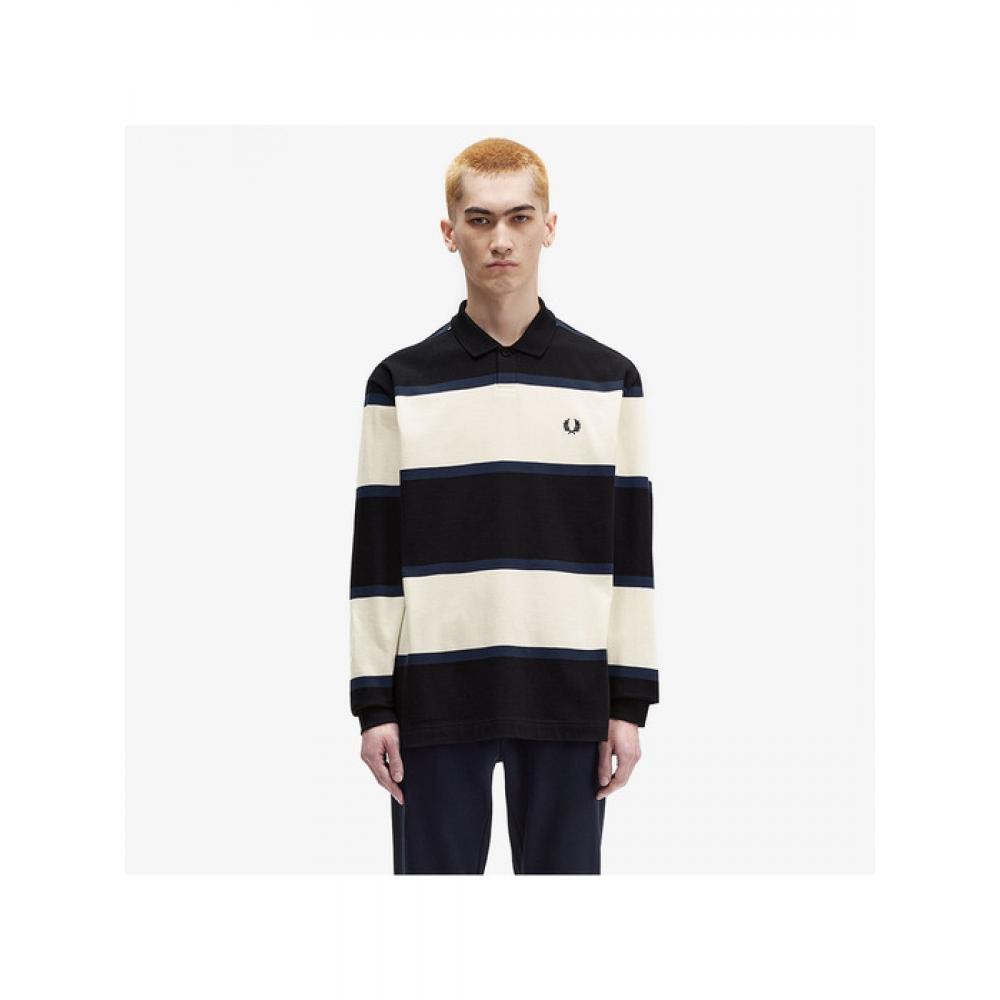 

Fred Perry Striped Long Sleeve Polo Shirt Ecru Afpm2438519 560 M