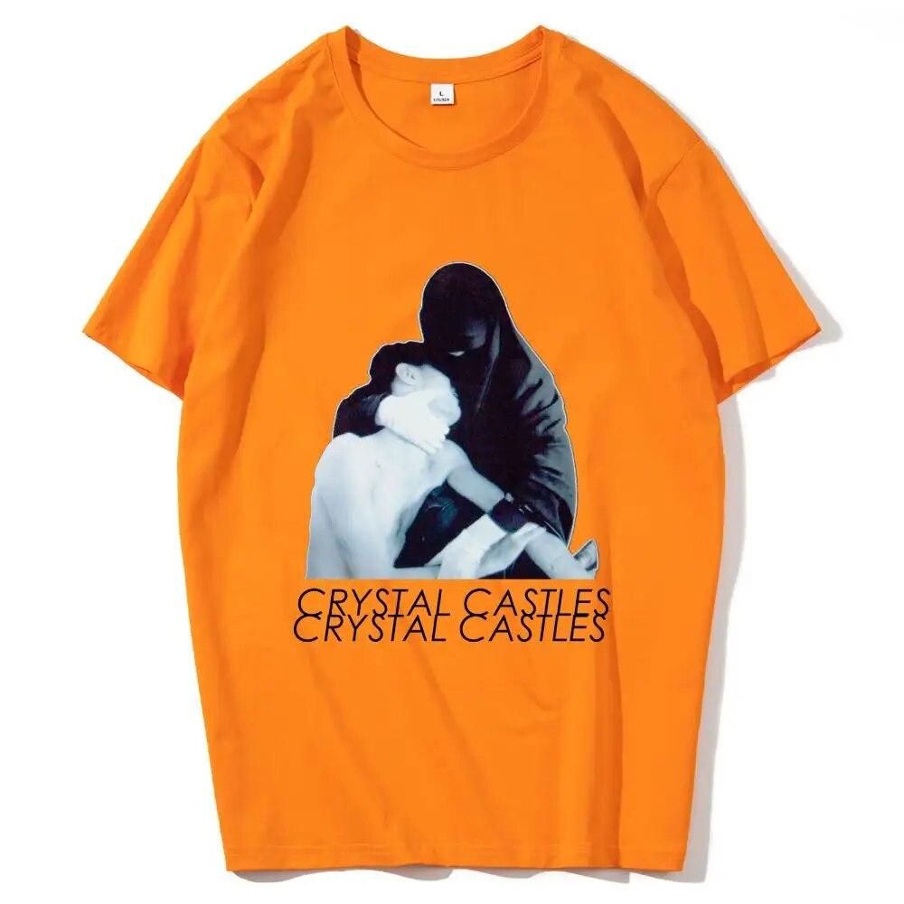High Quality Cotton EU Size Crystal Castles T Shirt Unisex Vintage Funny T-shirt Harajuku Hip Hop Streetwear Unisex Top Tshirt Male Unisex