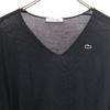 LACOSTE Made in Japan 100% wool Long sleeve V neck one piece 36 black Women Used