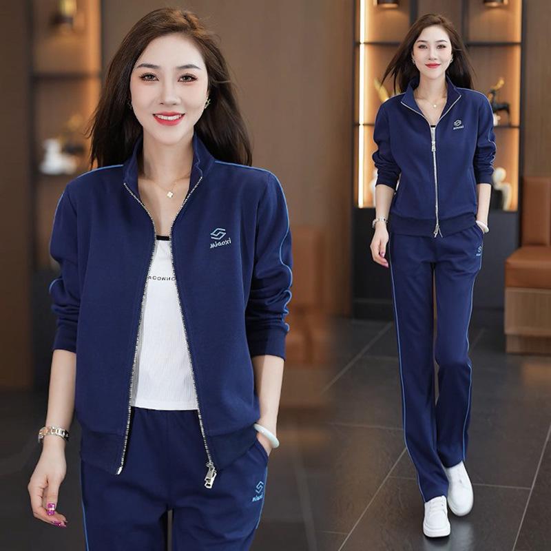 2025 New Korean Style Slimming Two-Piece Casual Sports Suit for Spring and Autumn