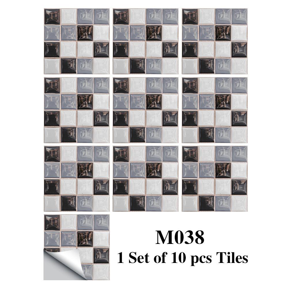 10PCS Mosaic Style Tile Simulation Stickers Self-adhesive Kitchen Waterproof PVC Wall Stickers Living Room Bathroom Decoration