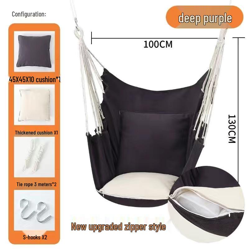 Canvas Hanging Chair: Thickened Indoor/Outdoor Dorm Swing for College Students & Kids