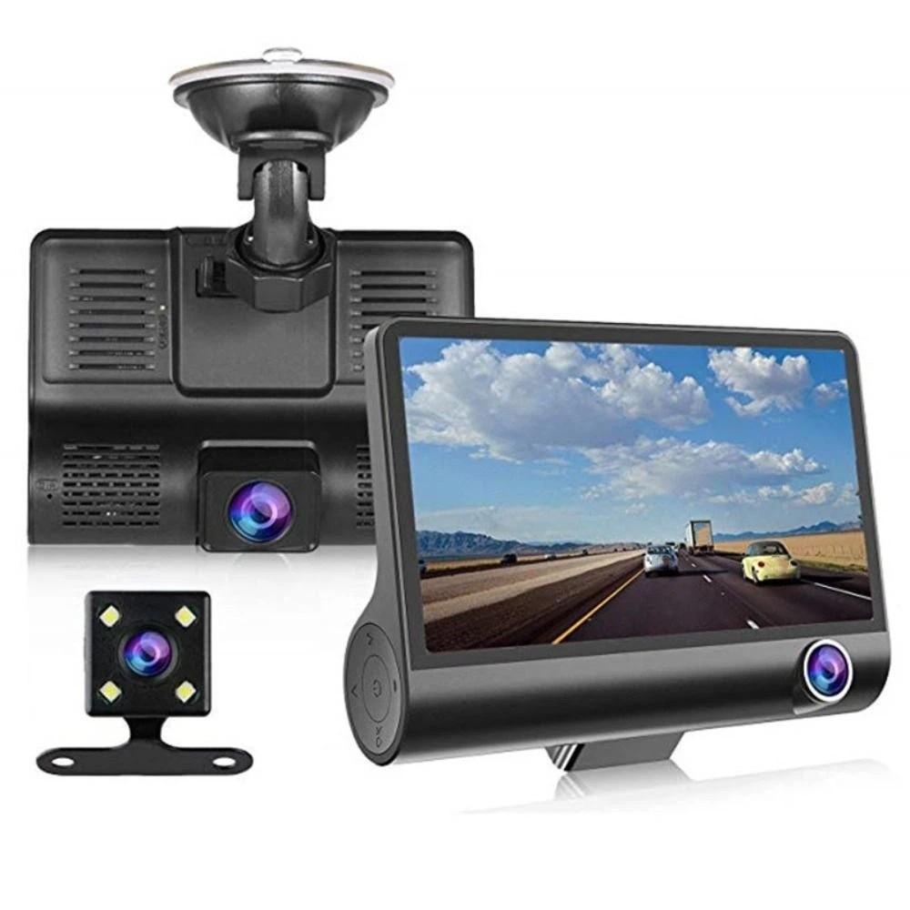 Front Rear Inside Car Driving Tachograph Three Lenses 24H Parking Recorder  Dash Cam