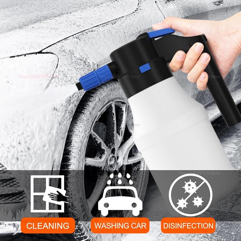 1.5L Electric Snow Foam Car Wash Sprayer USB Rechargeable Water Bottle for Car Window Cleaning Outdoor Vehicle Washing Equipment