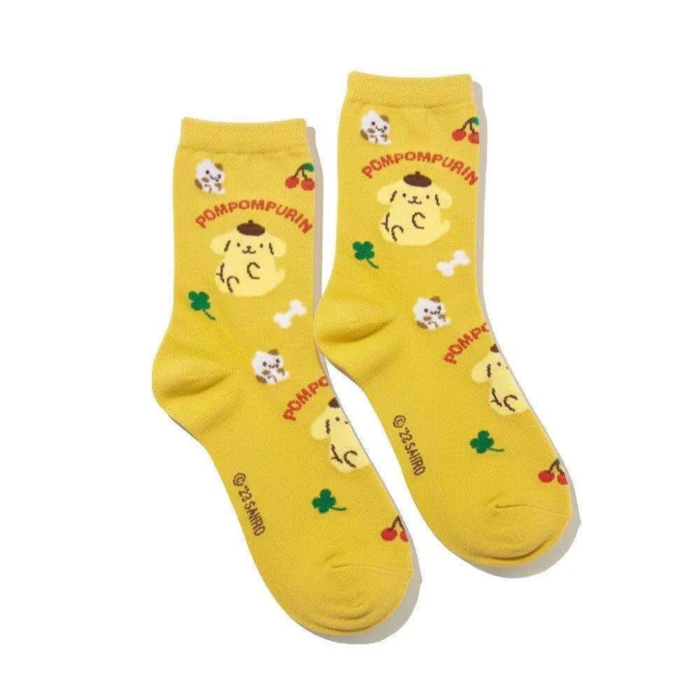 Domestic Authentic Sanrio Character Socks (Colored Pompompurin) Women s Fashion Socks Student Socks Accent Socks