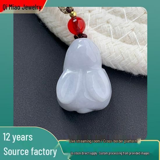 Natural Myanmar A-Grade 3D Jade Rabbit Zodiac Pendant