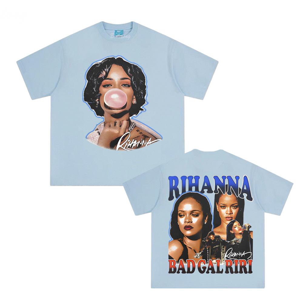 RIHANNA BUBBLEGUM TEE Rihanna Singer's Same Style Short Sleeve 100% Cotton Fashion Comfortable Tops Harajuku Summer Tee