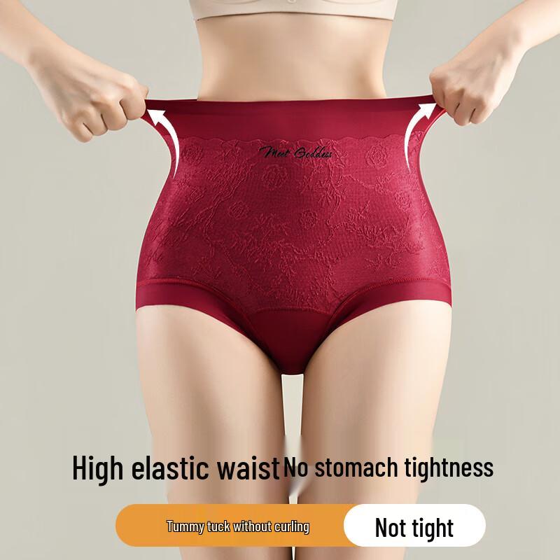 Tingmei Women's High-Waist Seamless Lace Shaping Briefs