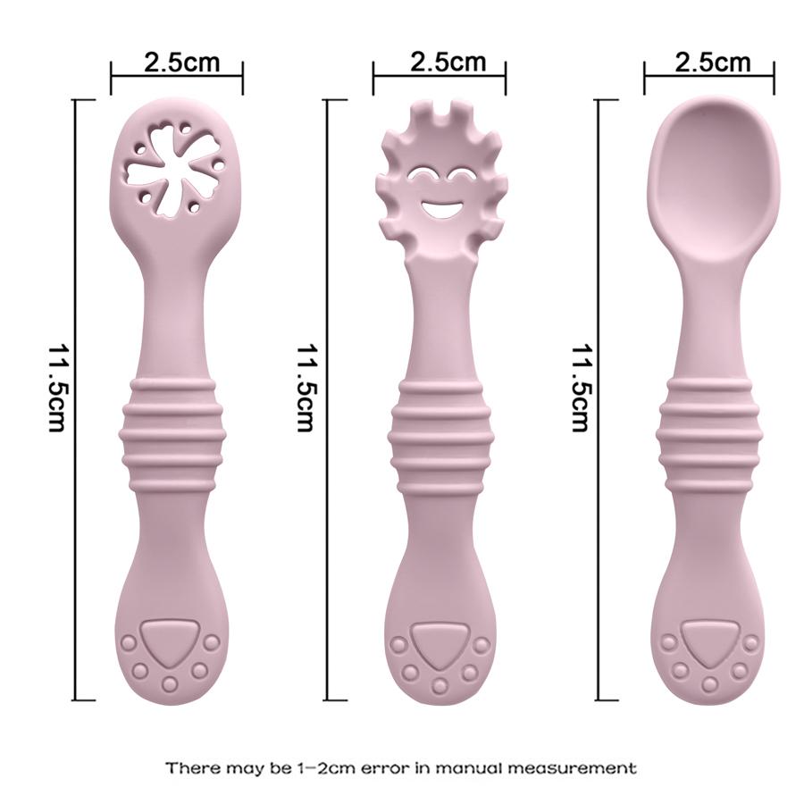 New Mother-kids 3PCS Baby Silicone Spoons Baby Utensils Training Cutlery Set Baby Feeding Meal Spoon Children's Tableware