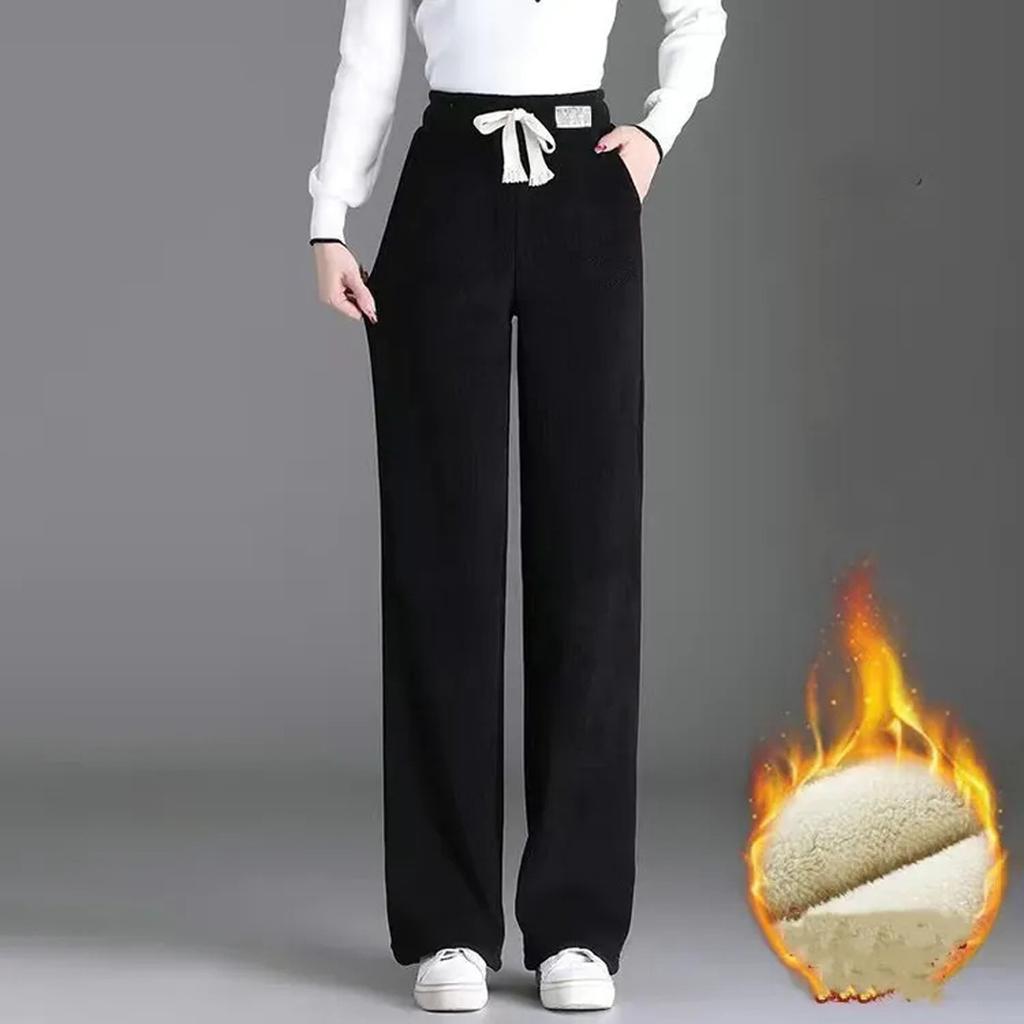 Women's Casual Colour Elastic Waist Straight Casual Pants With Pockets